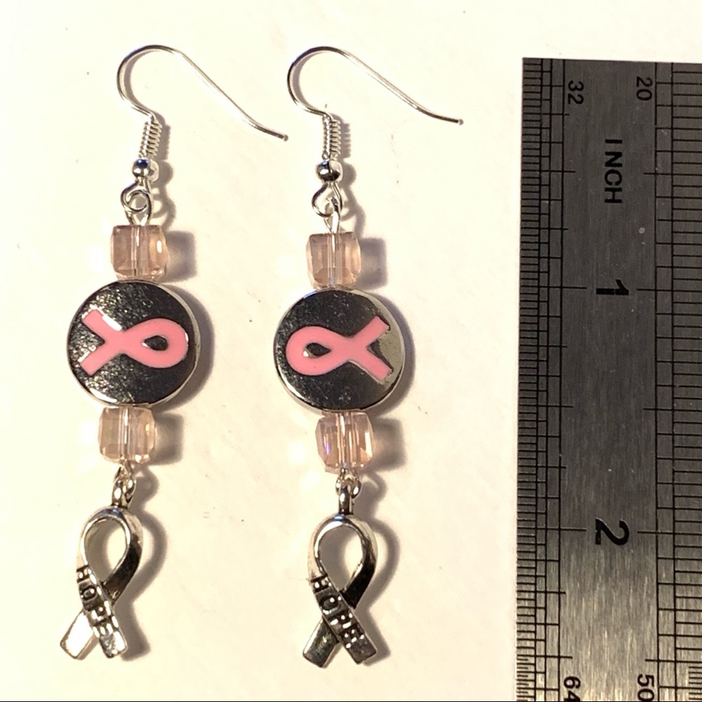 Pink Ribbon Earrings - Picture 2 of 2